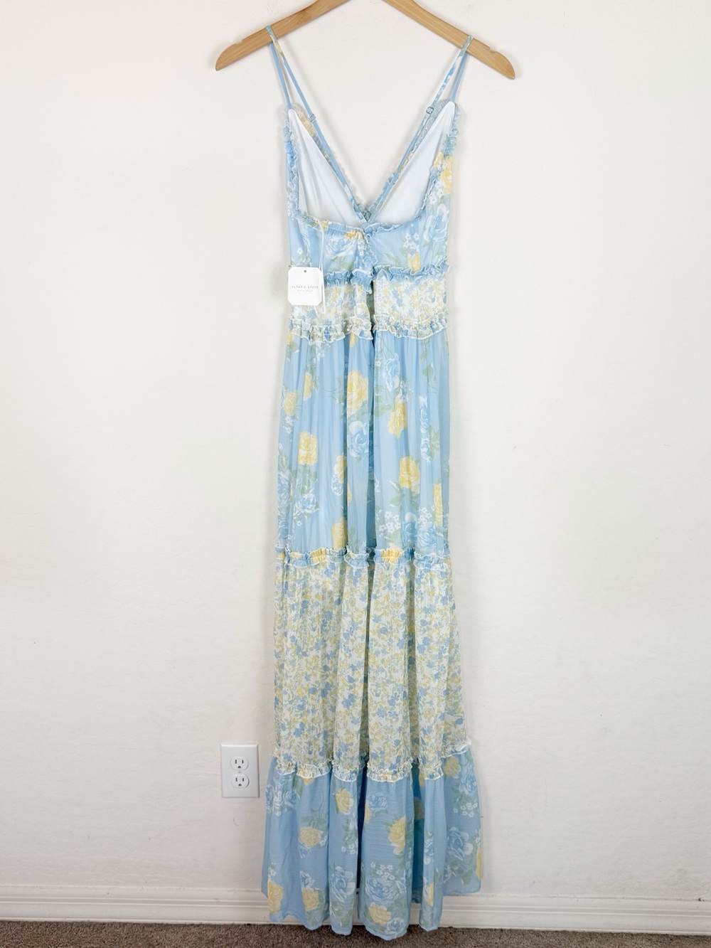 Altar'd State Raine Maxi Dress Blue Yellow Floral - Picture 9 of 15